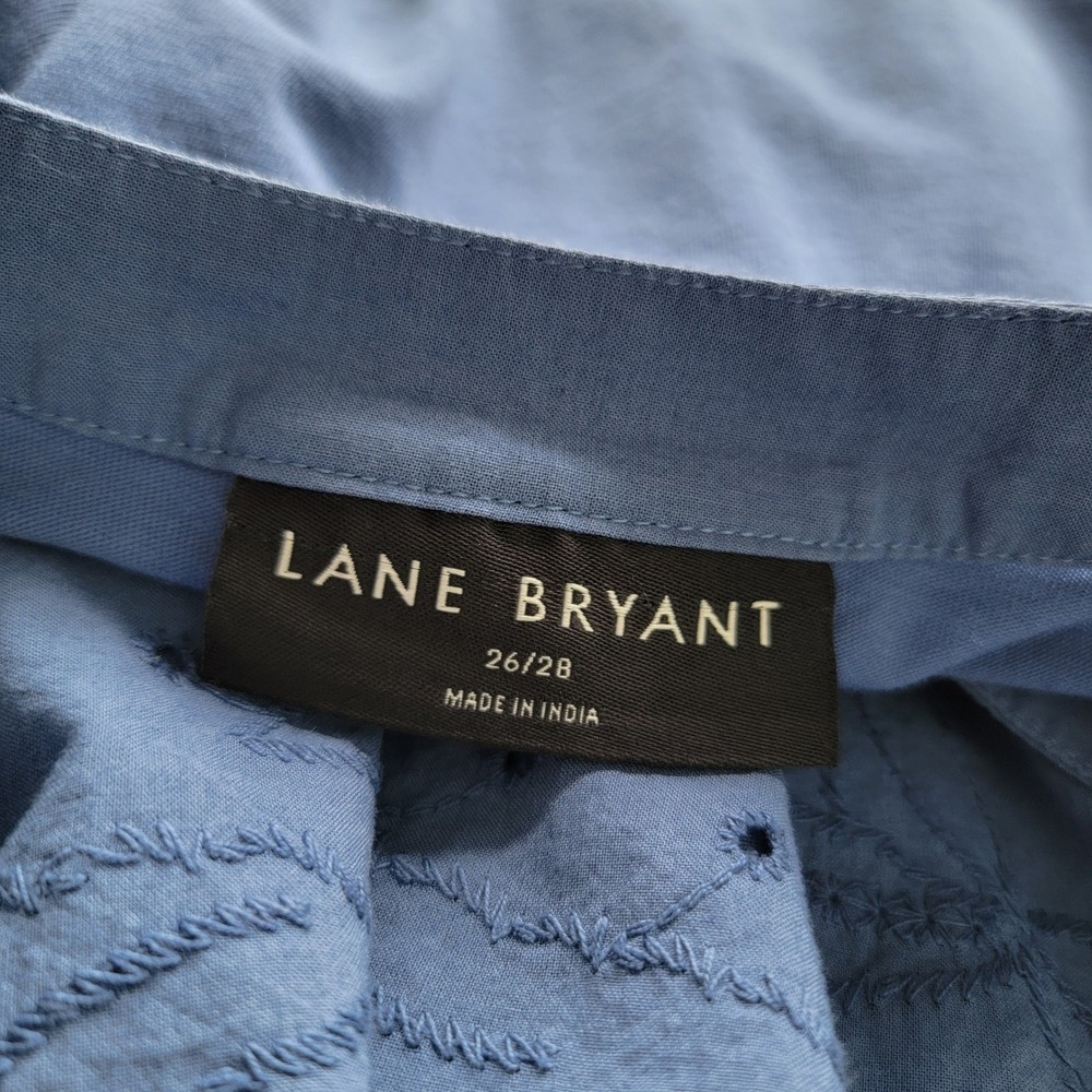 Lane Bryant Blue Eyelet Embroidered V Neck Tunic Top Plus Size 26 28 - Picture 5 of 8